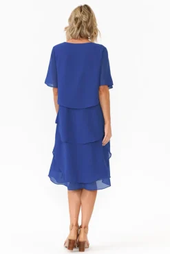 Below Knee Dresses<Est 22 Amity Cobalt Diagonal Drape Dress