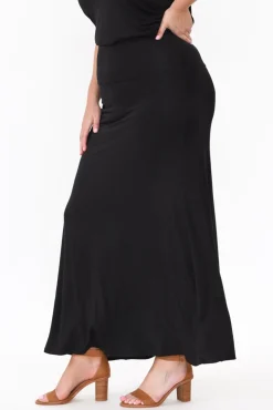 Skirts<Bamboo Villa Amy Black Bamboo Maxi Skirt