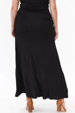 Skirts<Bamboo Villa Amy Black Bamboo Maxi Skirt