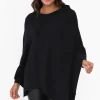 Ponchos<Zura Amy Black Wool Blend Poncho