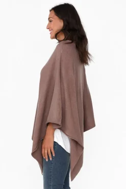 Ponchos<Zura Amy Chocolate Wool Blend Poncho