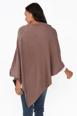 Ponchos<Zura Amy Chocolate Wool Blend Poncho
