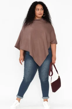 Ponchos<Zura Amy Chocolate Wool Blend Poncho