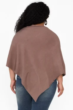 Ponchos<Zura Amy Chocolate Wool Blend Poncho