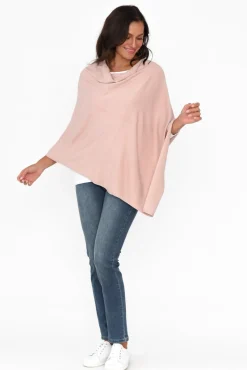Ponchos<Zura Amy Light Pink Wool Blend Poncho