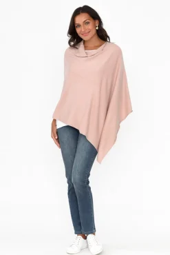 Ponchos<Zura Amy Light Pink Wool Blend Poncho
