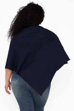 Ponchos<Zura Amy Midnight Blue Wool Blend Poncho