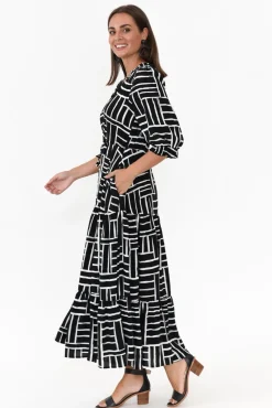 Maxi Dresses<Silver Wishes Anderson Black Stripe Tie Dress