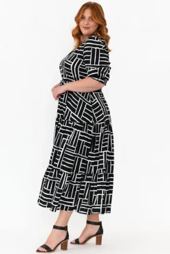 Maxi Dresses<Silver Wishes Anderson Black Stripe Tie Dress