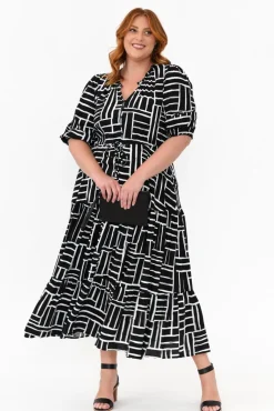 Maxi Dresses<Silver Wishes Anderson Black Stripe Tie Dress