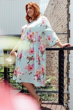 Below Knee Dresses<Red Lotus Andi Cherry Blossom Midi Dress