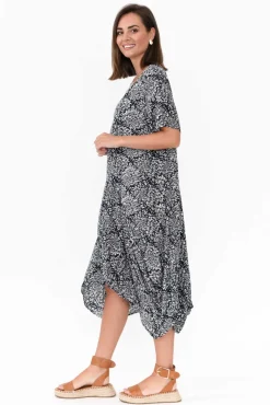 Above Knee Dresses<Hourglass Aneta Navy Abstract Drape Dress