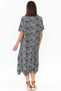 Above Knee Dresses<Hourglass Aneta Navy Abstract Drape Dress