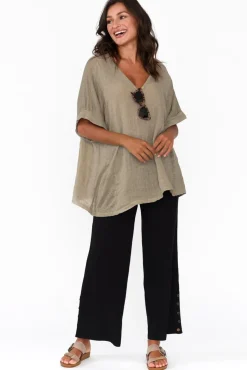 Pants<One Ten Willow Angelica Black Cotton Shirred Pant