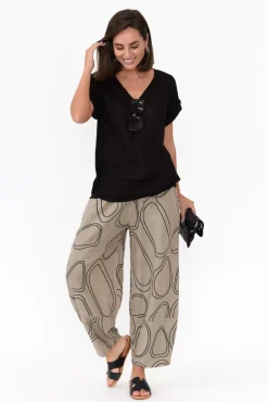 Linen Tops<Talia Benson Anna Black Linen Tee