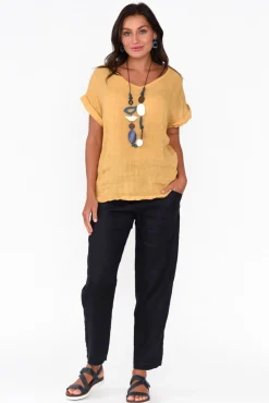 Linen Tops<Talia Benson Anna Mustard Linen Tee