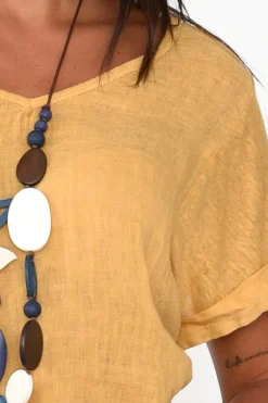 Linen Tops<Talia Benson Anna Mustard Linen Tee
