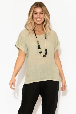 Linen Tops<Talia Benson Anna Natural Linen Tee