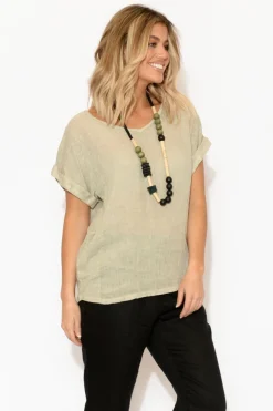 Linen Tops<Talia Benson Anna Natural Linen Tee