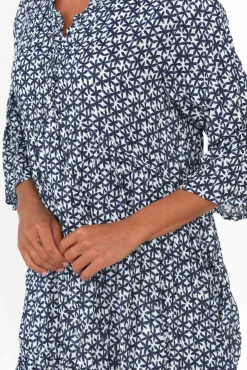 Cotton Dresses<Namastai Anniston Navy Flower Cotton Tiered Dress