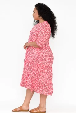 Cotton Dresses<Namastai Anniston Red Flower Cotton Tiered Dress