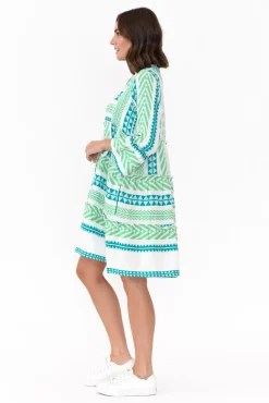 Cotton Dresses<Joop u0026 Gypsy Antonia Green Embroidered Cotton Dress