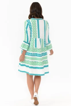 Cotton Dresses<Joop u0026 Gypsy Antonia Green Embroidered Cotton Dress