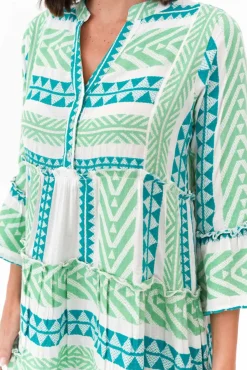 Cotton Dresses<Joop u0026 Gypsy Antonia Green Embroidered Cotton Dress