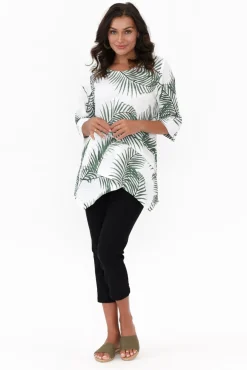 Linen Tops<Ruby Rain Anya Green Palm Linen Cotton Top