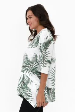 Linen Tops<Ruby Rain Anya Green Palm Linen Cotton Top