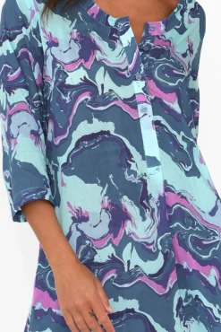 Cotton Dresses<One Summer Apia Blue Swirl Cotton Maxi Dress