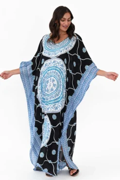 Maxi Dresses<Red Lotus Aqua Sequin Maxi Kaftan