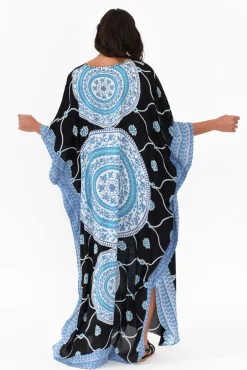 Maxi Dresses<Red Lotus Aqua Sequin Maxi Kaftan