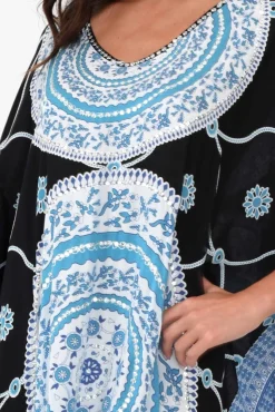 Maxi Dresses<Red Lotus Aqua Sequin Maxi Kaftan