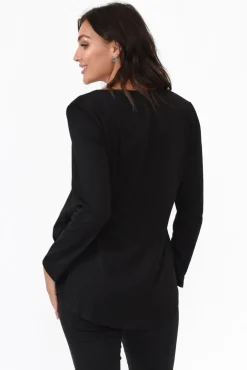 Cotton Tops<Cafe Latte Archer Black Cotton Long Sleeve Top