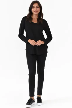 Cotton Tops<Cafe Latte Archer Black Cotton Long Sleeve Top