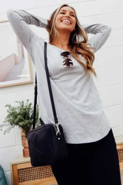 Cotton Tops<Cafe Latte Archer Grey Cotton Long Sleeve Top