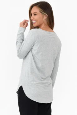 Cotton Tops<Cafe Latte Archer Grey Cotton Long Sleeve Top