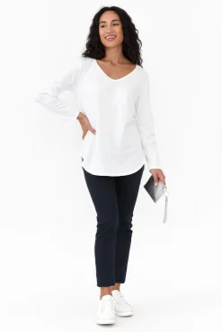 Cotton Tops<Cafe Latte Archer White Cotton Long Sleeve Top