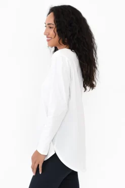 Cotton Tops<Cafe Latte Archer White Cotton Long Sleeve Top
