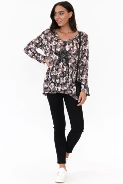 Sleeved Tops<Cafe Latte Archie Brown Splash Sequin Top