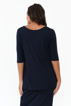 Sleeved Tops<Lou Lou Aretha Navy Bamboo Top