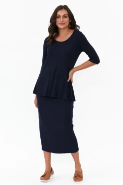 Sleeved Tops<Lou Lou Aretha Navy Bamboo Top