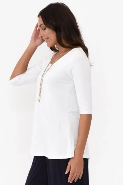 Sleeved Tops<Lou Lou Aretha White Bamboo Top