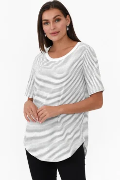 Cotton Tops<Betty Basics Ariana Black Stripe Cotton Tee