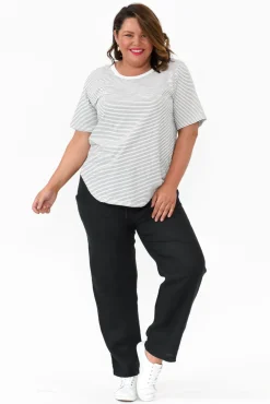 Cotton Tops<Betty Basics Ariana Black Stripe Cotton Tee