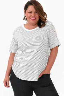 Cotton Tops<Betty Basics Ariana Black Stripe Cotton Tee