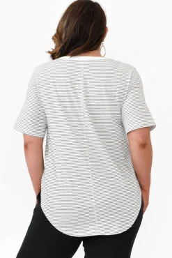 Cotton Tops<Betty Basics Ariana Black Stripe Cotton Tee