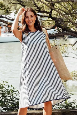 Cotton Dresses<Circ The Label Artemis White Stripe Cotton Dress