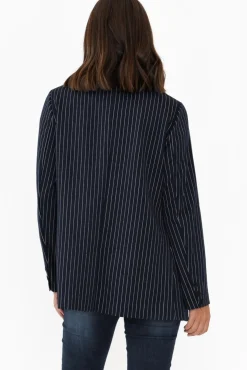 Jackets<Clarity Ascot Navy Stripe Jacket